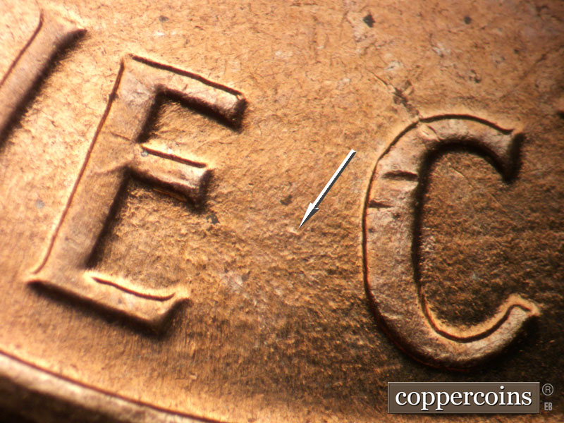 Die-stage B marker on 1959D•1MM•122 (1959 Repunched Mint Mark).