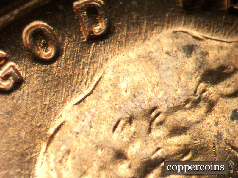 Die-stage B marker on 1959D•1MM•124 (1959 Repunched Mint Mark).