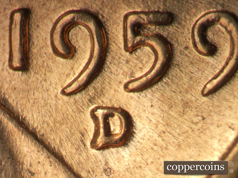 Die-stage C marker on 1959D•1MM•125 (1959 Repunched Mint Mark).