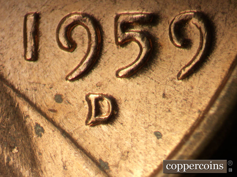 Die-stage C marker on 1959D•1MM•126 (1959 Repunched Mint Mark).