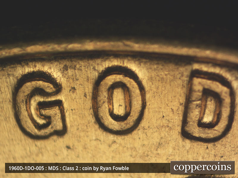 Die-stage C marker on 1960D•1DO•005 showing Light doubling on GOD.