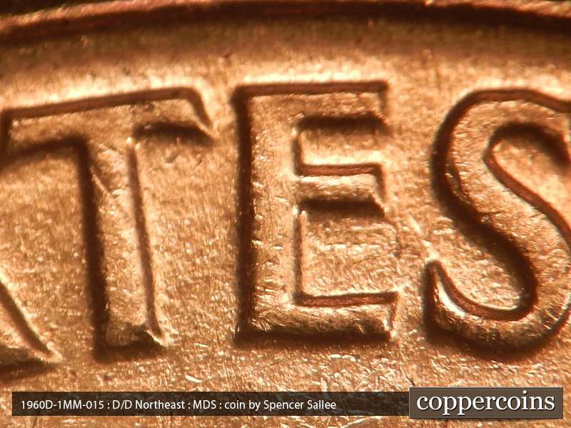 Die-stage B marker on 1960D•1MM•015 showing TES in STATES.