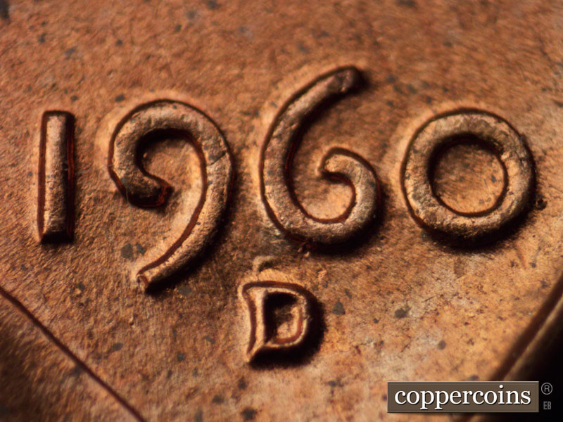 Die-stage C marker on 1960D•1MM•020 showing Closeup of repunched mintmark.