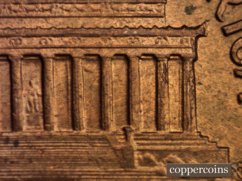 Die-stage B marker on 1960D•1MM•021 showing Die breaks on columns 11 and 12.