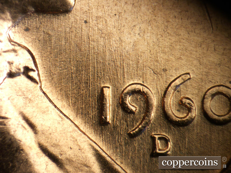Die-stage B marker on 1960D•1MM•022 showing N/S die scratches through 19 in date.