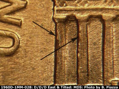 Die-stage B marker on 1960D•1MM•028 showing Die crackc on column 1.