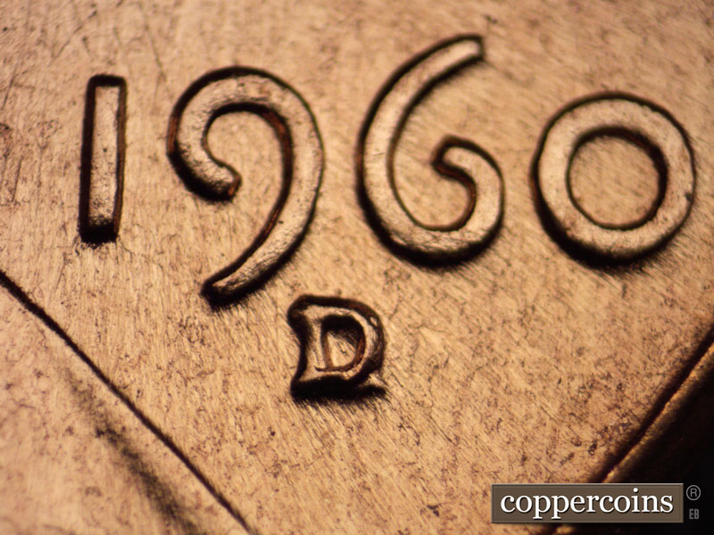 Die-stage C marker on 1960D•1MM•033 showing Closeup of repunched mintmark.
