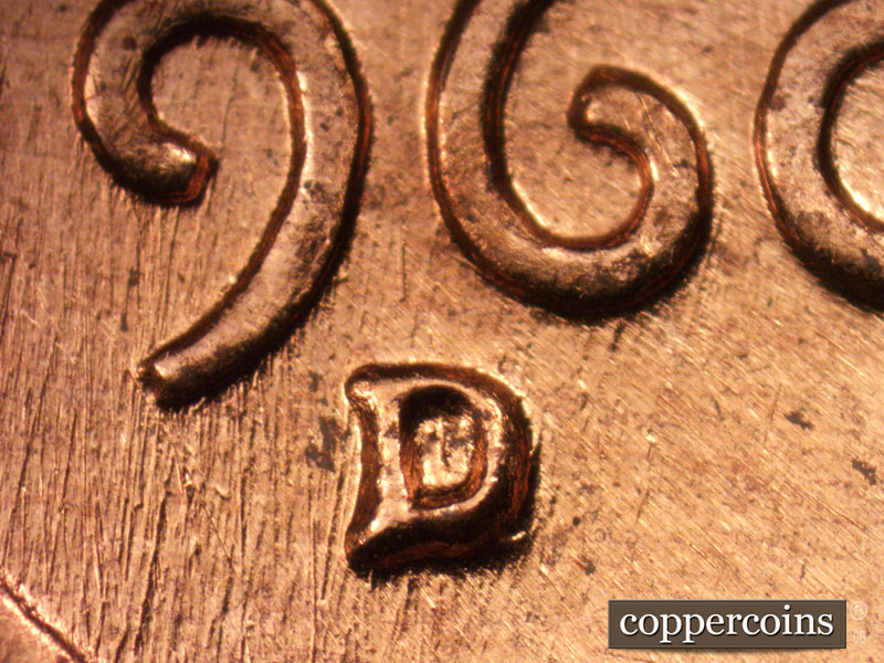 Die-stage C marker on 1960D•1MM•037 showing Closeup of repunched mint mark.