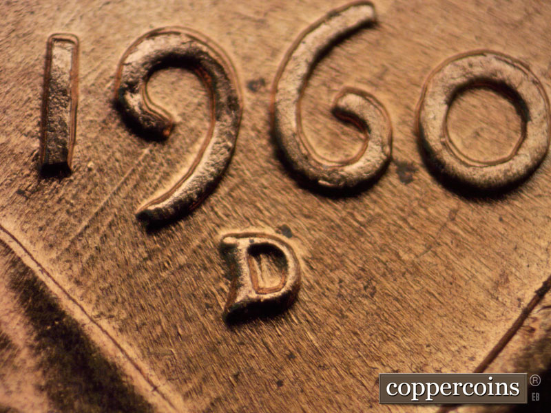 Die-stage C marker on 1960D•1MM•042 showing Closeup of repunched mint mark.