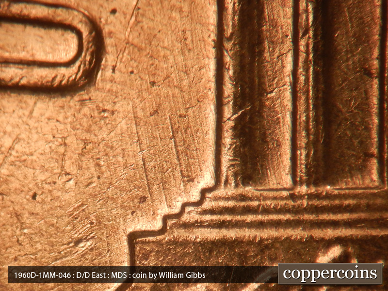 Die-stage B marker on 1960D•1MM•046 showing Multiple die scratches through OF.