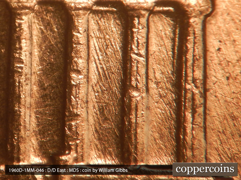 Die-stage B marker on 1960D•1MM•046 showing Heavy die scratches in tbays 9 and 10.