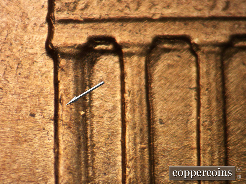 Die-stage A marker on 1960D•1MM•047 showing Die crack column 1.
