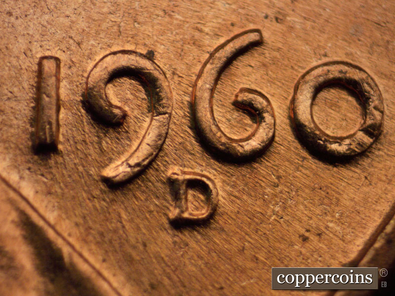 Die-stage C marker on 1960D•1MM•047 showing Closeup of repunched mint mark.