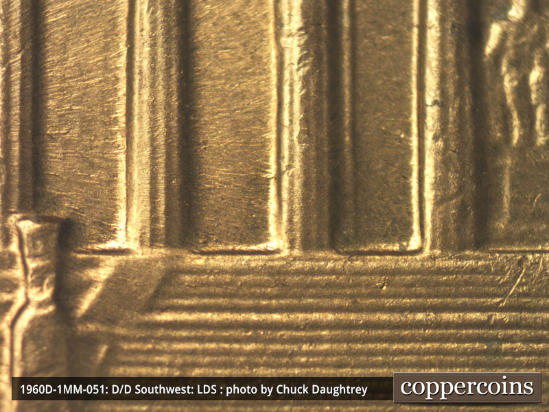 Die-stage C marker on 1960D•1MM•051 showing E/W die scratching is seen in bays 3 and 4.