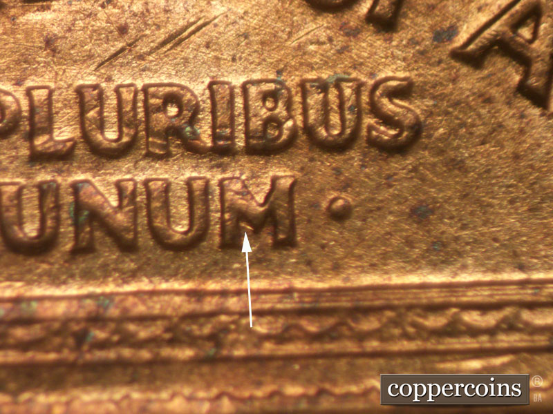 Die-stage B marker on 1960D•1MM•066 (1960 Repunched Mint Mark).