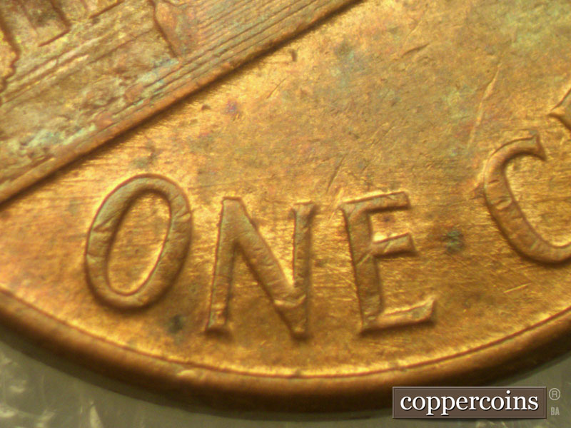 Die-stage B marker on 1960D•1MM•071 (1960 Repunched Mint Mark).