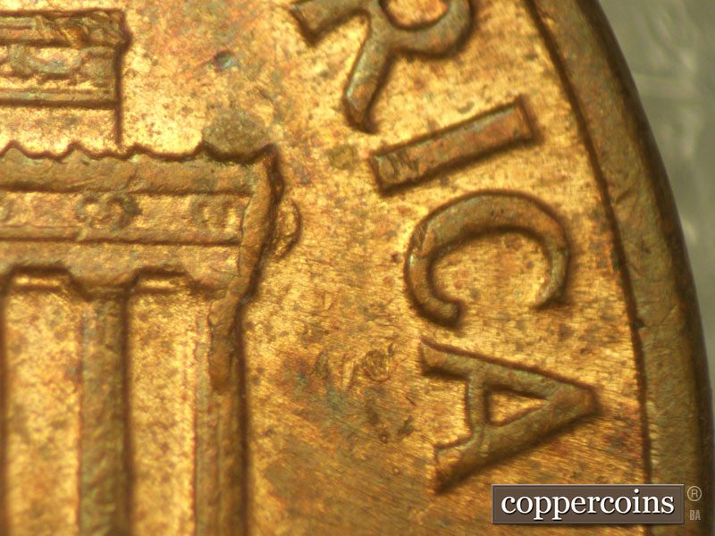 Die-stage B marker on 1960D•1MM•071 (1960 Repunched Mint Mark).