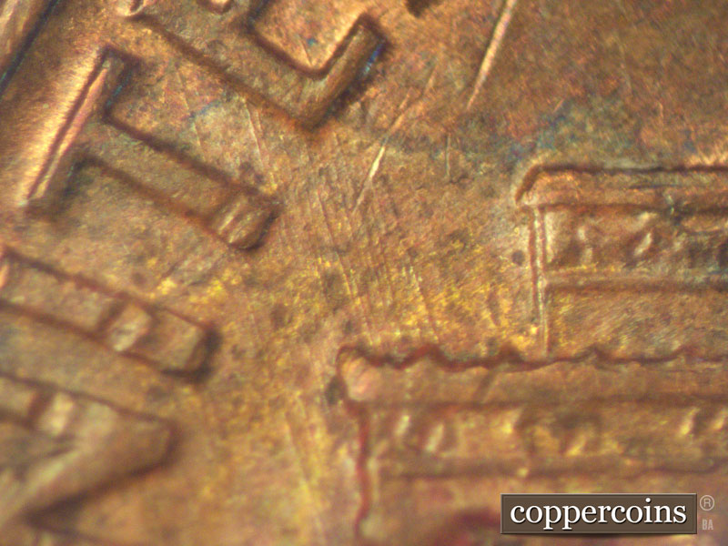 Die-stage B marker on 1960D•1MM•071 (1960 Repunched Mint Mark).