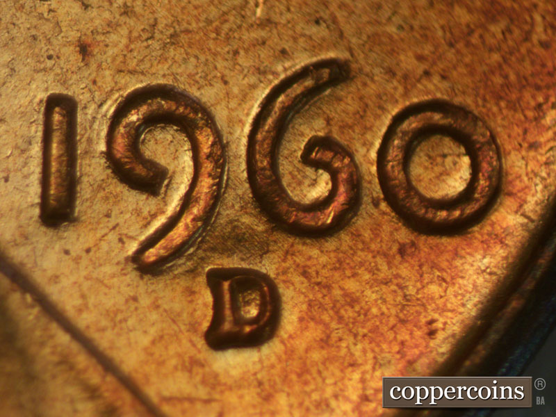Die-stage C marker on 1960D•1MM•075 (1960 Repunched Mint Mark).