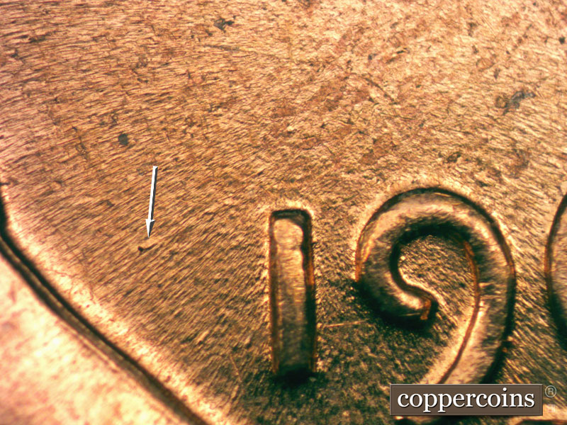 Die-stage C marker on 1960D•1MM•076 (1960 Repunched Mint Mark).