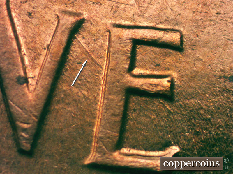 Die-stage C marker on 1960D•1MM•076 (1960 Repunched Mint Mark).