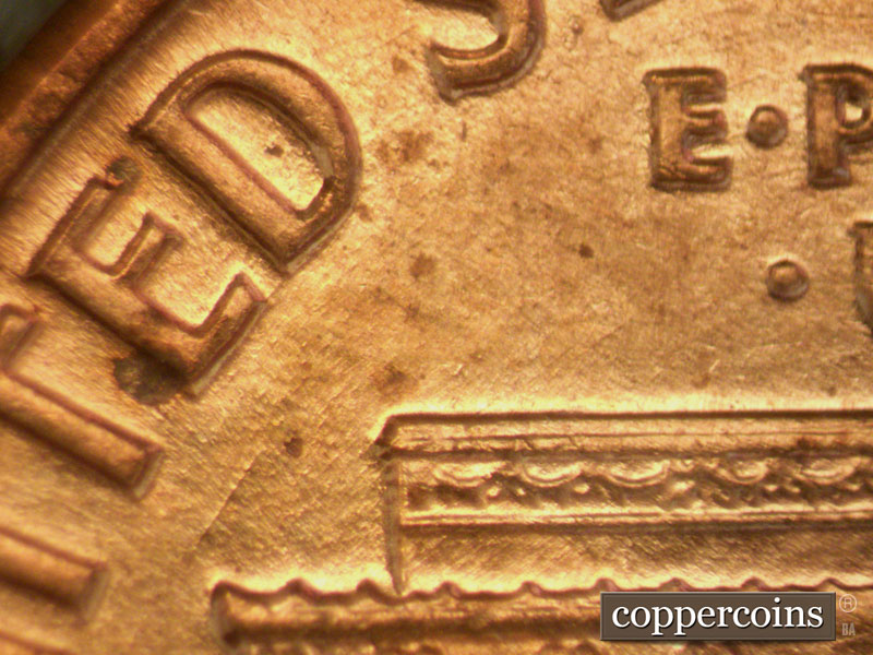 Die-stage B marker on 1960D•1MM•078 (1960 Repunched Mint Mark).