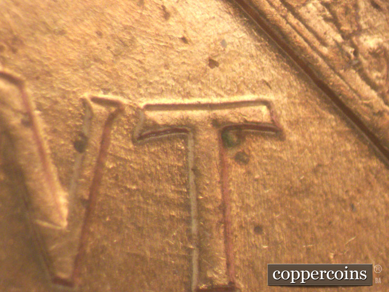 Die-stage B marker on 1960D•1MM•078 (1960 Repunched Mint Mark).