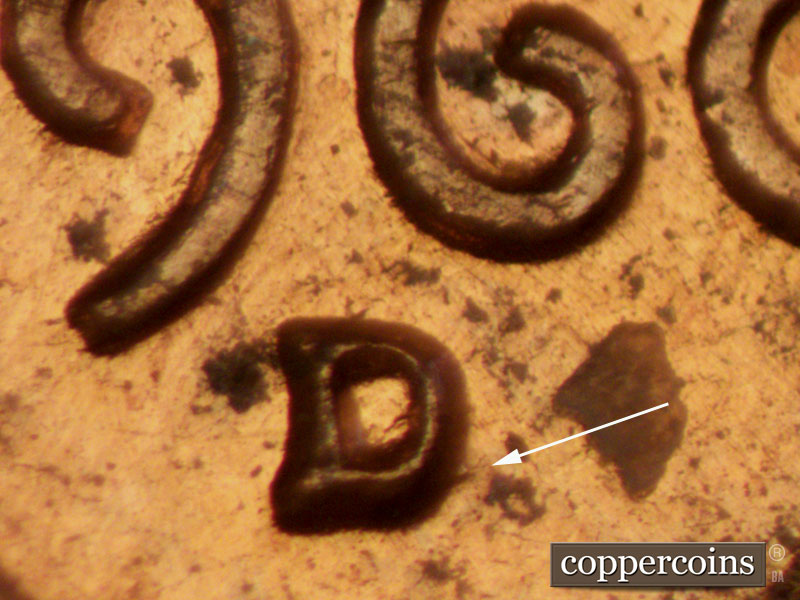 1960 Lincoln cent obverse, CopperCoins die 1960D•1MM•079.