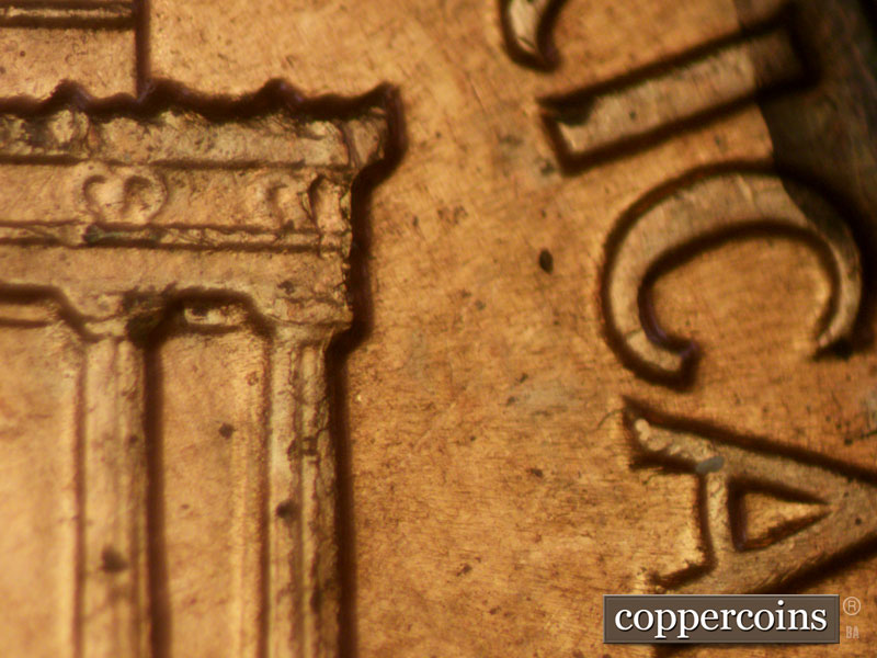 Die-stage B marker on 1960D•1MM•079 (1960 Repunched Mint Mark).