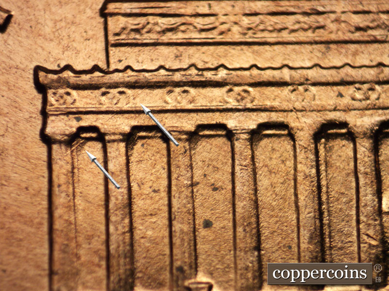 Die-stage B marker on 1960D•1MM•080 (1960 Repunched Mint Mark).