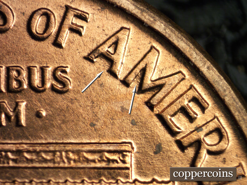 Die-stage B marker on 1960D•1MM•080 (1960 Repunched Mint Mark).