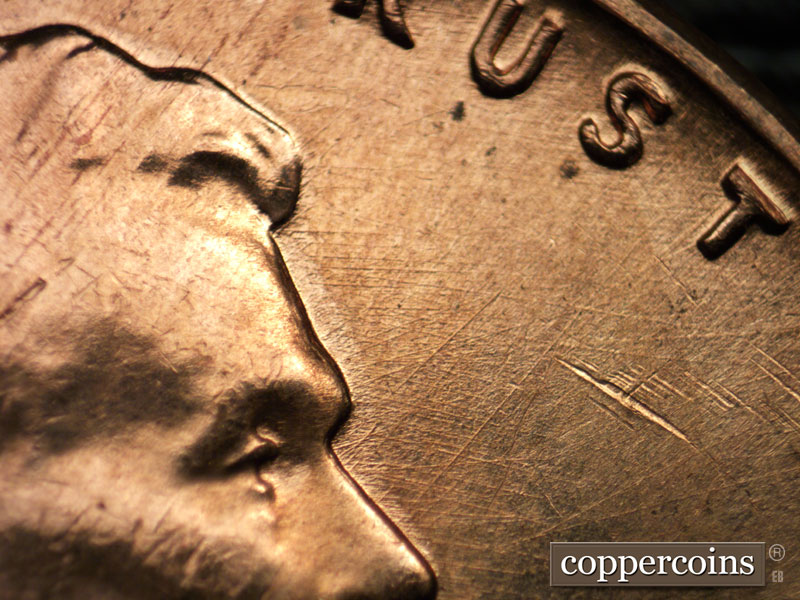 Die-stage A marker on 1960D•1MM•081 (1960 Repunched Mint Mark).