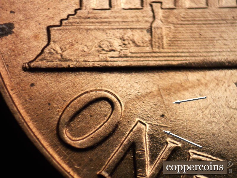 Die-stage A marker on 1960D•1MM•081 (1960 Repunched Mint Mark).