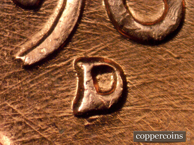 1960 Lincoln cent obverse, CopperCoins die 1960D•1MM•081.