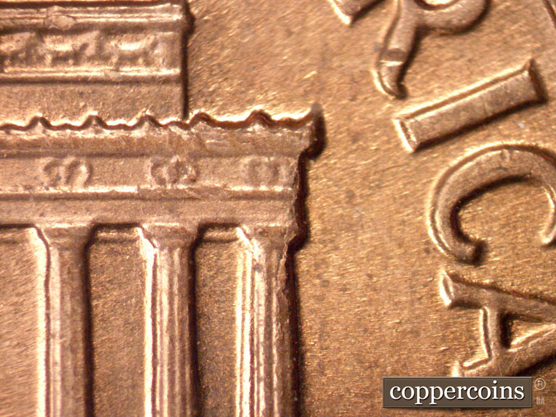 Die-stage B marker on 1960D•1MM•081 (1960 Repunched Mint Mark).
