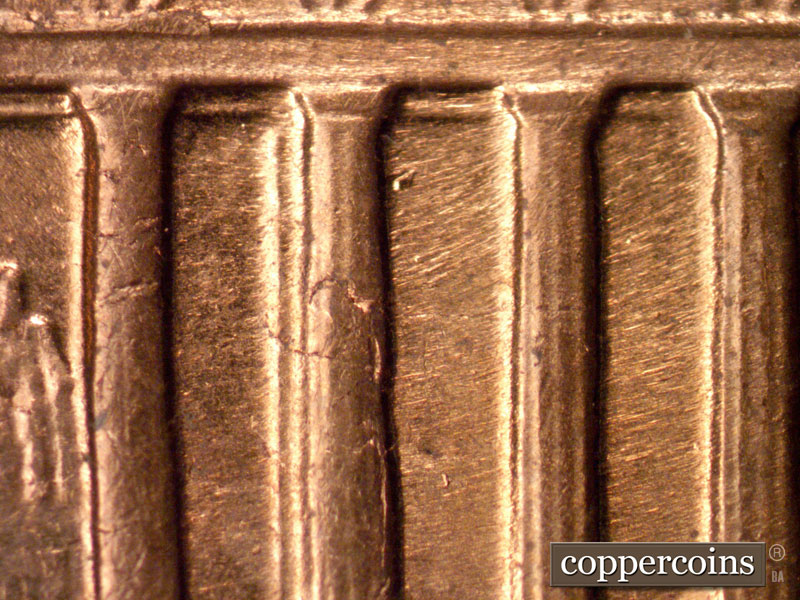 Die-stage B marker on 1960D•1MM•081 (1960 Repunched Mint Mark).