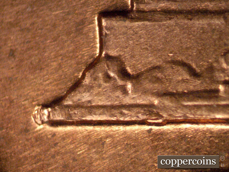 Die-stage B marker on 1960D•1MM•081 (1960 Repunched Mint Mark).