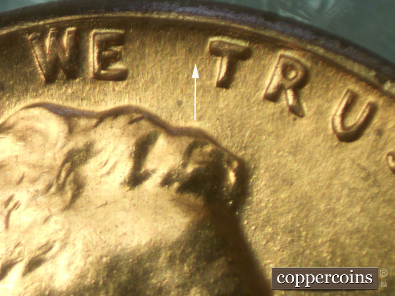 Die-stage A marker on 1960D•1MM•082 (1960 Repunched Mint Mark).
