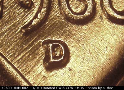 1960 Lincoln cent obverse, CopperCoins die 1960D•1MM•082.