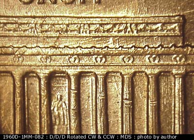Die-stage B marker on 1960D•1MM•082 (1960 Repunched Mint Mark).