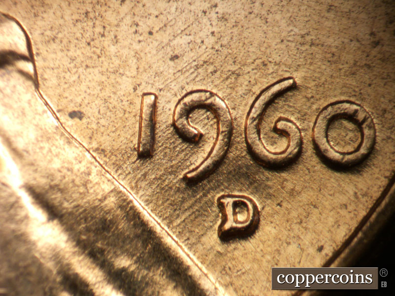 Die-stage C marker on 1960D•1MM•082 (1960 Repunched Mint Mark).