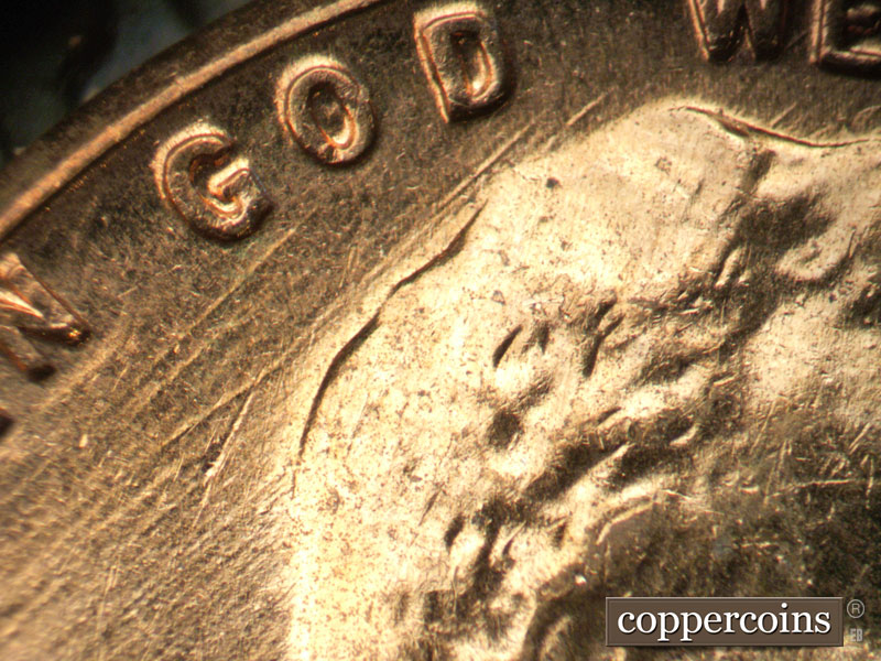 Die-stage C marker on 1960D•1MM•082 (1960 Repunched Mint Mark).