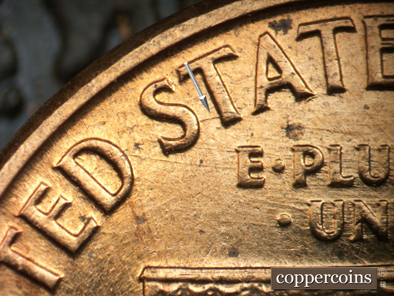 Die-stage C marker on 1960D•1MM•082 (1960 Repunched Mint Mark).