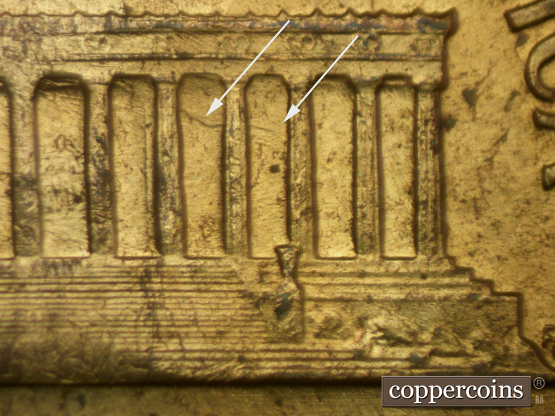 Die-stage B marker on 1960D•1MM•083 (1960 Repunched Mint Mark).