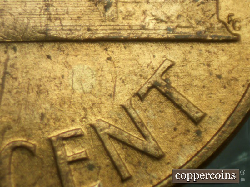 Die-stage B marker on 1960D•1MM•083 (1960 Repunched Mint Mark).