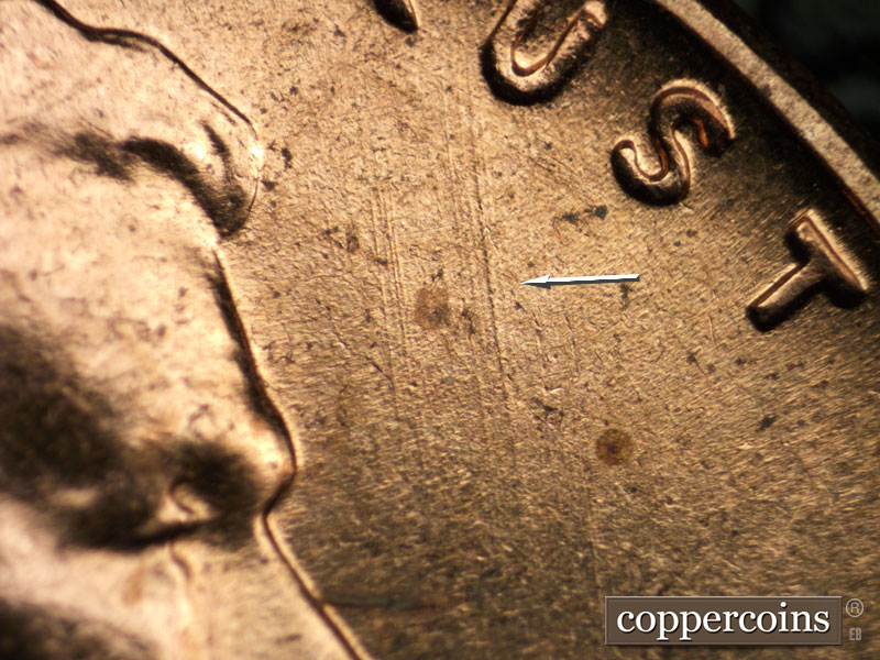 Die-stage B marker on 1960D•1MM•084 (1960 Repunched Mint Mark).