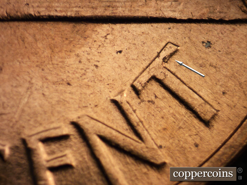 Die-stage B marker on 1960D•1MM•084 (1960 Repunched Mint Mark).