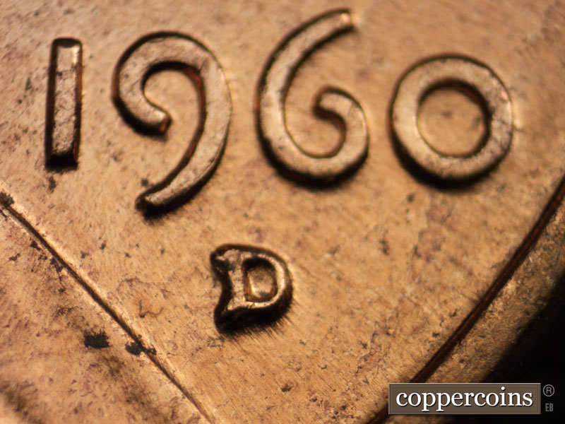 Die-stage C marker on 1960D•1MM•084 (1960 Repunched Mint Mark).