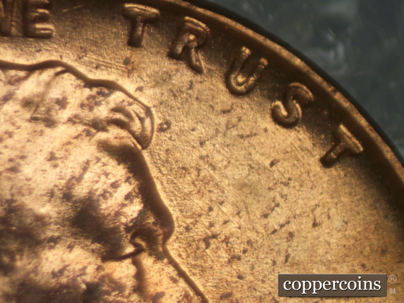 Die-stage A marker on 1960D•1MM•085 (1960 Repunched Mint Mark).