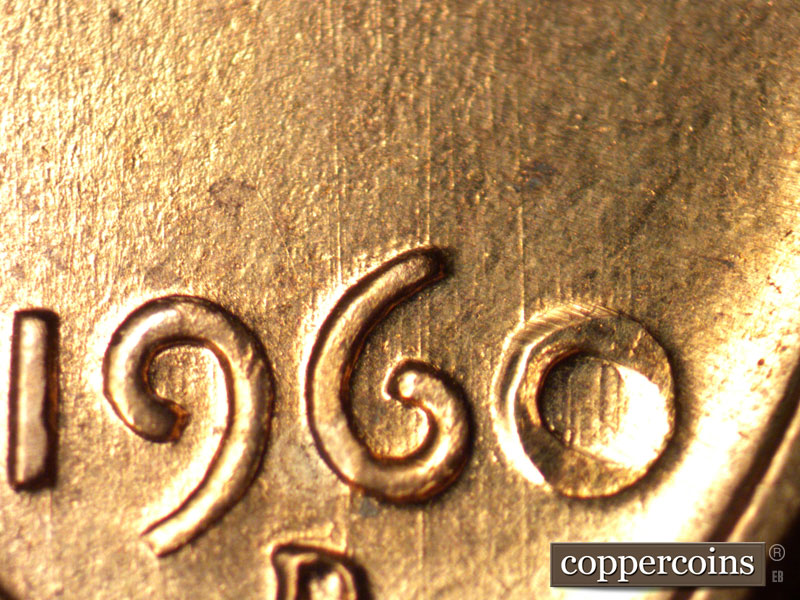 Die-stage B marker on 1960D•1MM•085 (1960 Repunched Mint Mark).